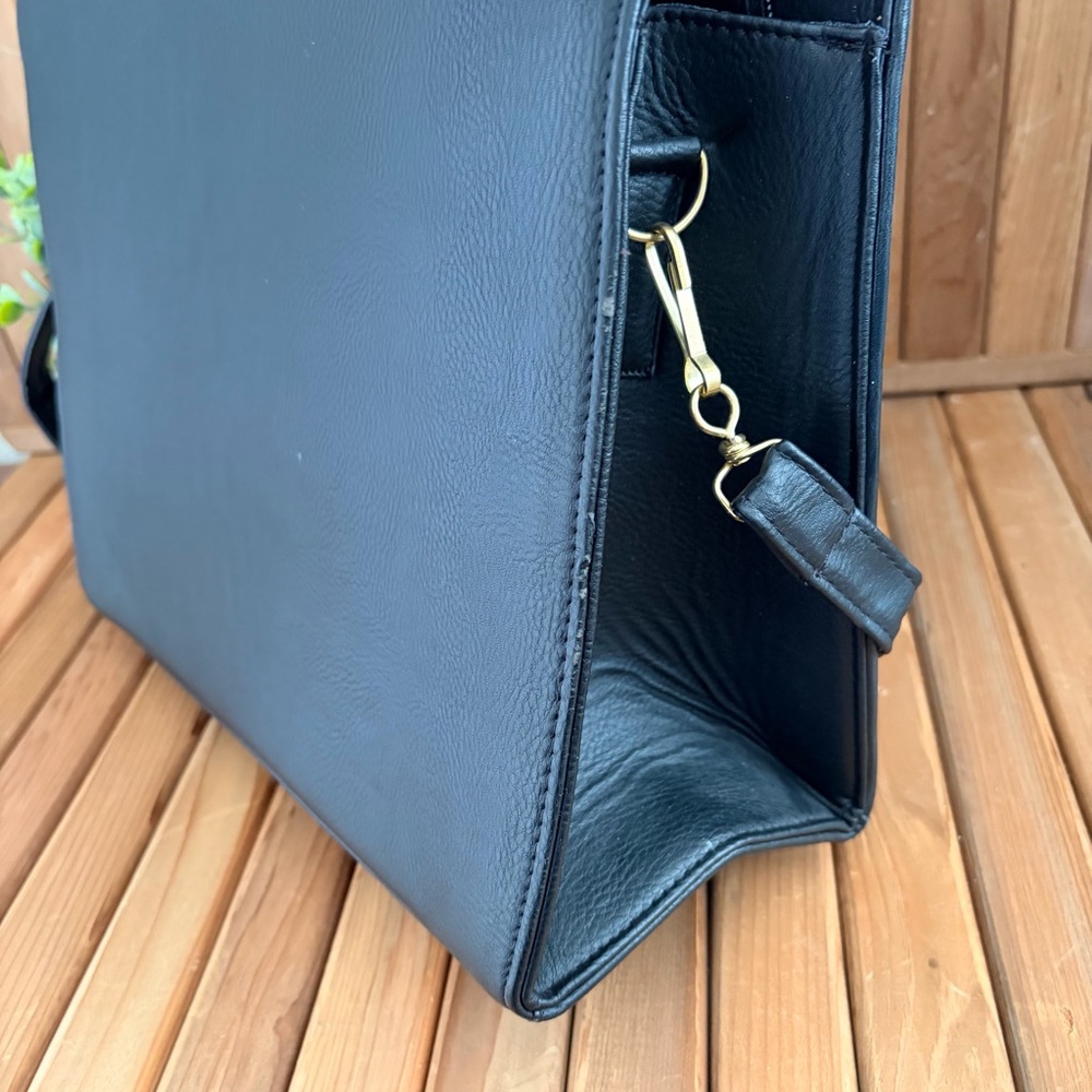 Hand painted Black Leather Hummingbird Music Tote Wood Handles Artisan Crossbody - Picture 9 of 12